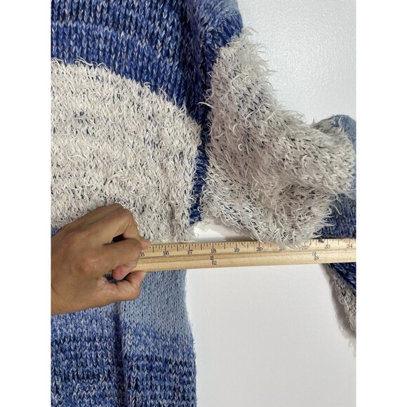 Free People Sweater Dress M Making Waves Blue Striped Eyelash-knit Granola Girl - Picture 11 of 13